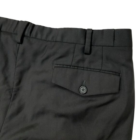 John Varvatos Pants Mens 34x30 Black Flat Front Straight Leg Wool Office Work - Picture 8 of 12